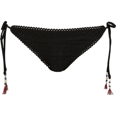 Black crochet trim bikini bottoms